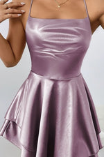 Amelie Satin Backless Ruched Mini Dress