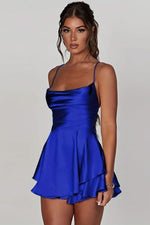 Amelie Satin Backless Ruched Mini Dress