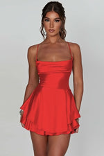 Amelie Satin Backless Ruched Mini Dress