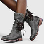 Elfriede Studded Lace-Up Vintage Ankle Boots