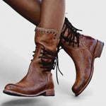 Elfriede Studded Lace-Up Vintage Ankle Boots