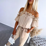 Amelie Off-Shoulder Ruffle Tie-Waist Jumpsuit