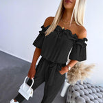 Amelie Off-Shoulder Ruffle Tie-Waist Jumpsuit