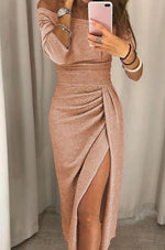 Elfriede Off-Shoulder Glitter Bodycon Dress
