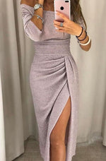 Elfriede Off-Shoulder Glitter Bodycon Dress