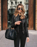 Sophie Slim-Fit Faux Leather Biker Jacket