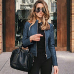Sophie Slim-Fit Faux Leather Biker Jacket