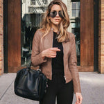 Sophie Slim-Fit Faux Leather Biker Jacket