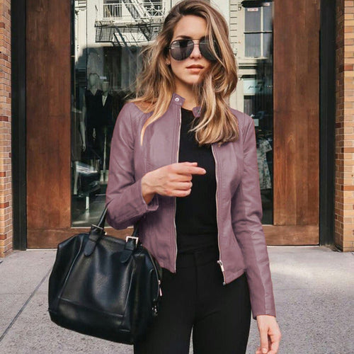 Sophie Slim-Fit Faux Leather Biker Jacket