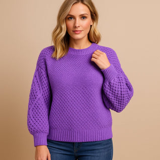 Elisabeth Soft-Knit Cable Sleeve Sweater