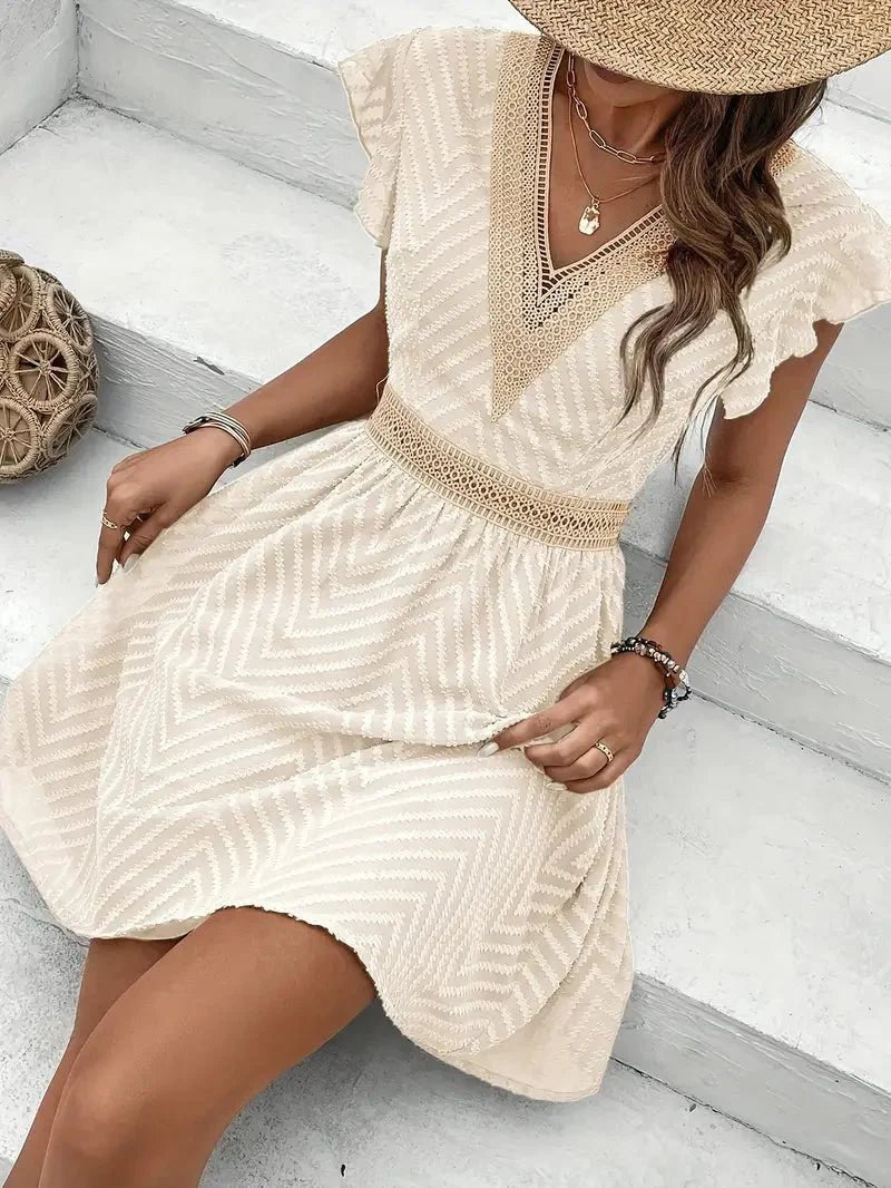 Elisabeth Lace Trim V-Neck Summer Dress