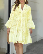 Hannah Long-Sleeve Embroidered Shirt Dress