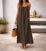 Lena Spaghetti-Strap Pocket Maxi Dress