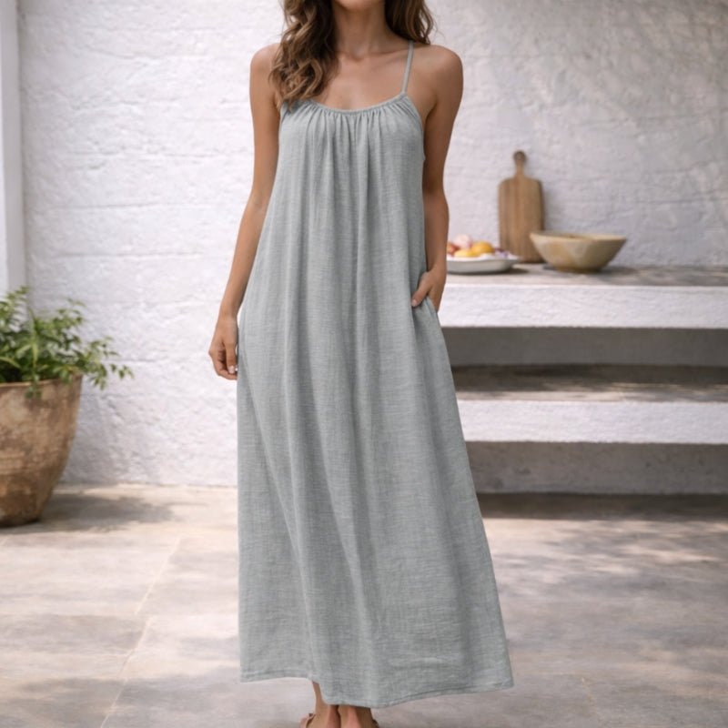 Lena Spaghetti-Strap Pocket Maxi Dress