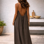 Lena Spaghetti-Strap Pocket Maxi Dress