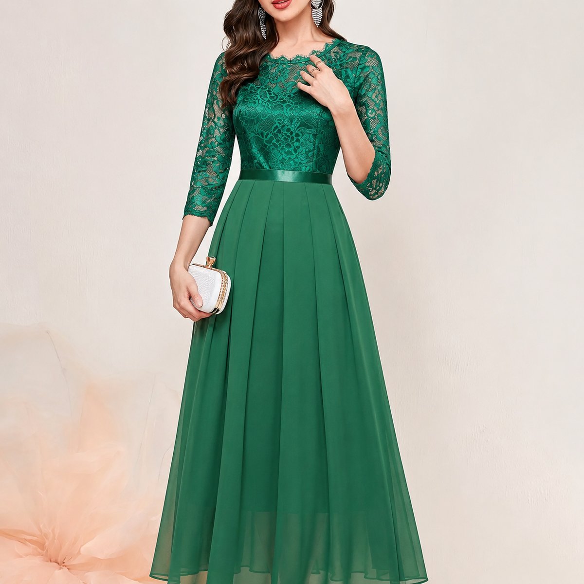 Katharina Lace Chiffon Maxi Evening Dress