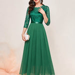 Katharina Lace Chiffon Maxi Evening Dress