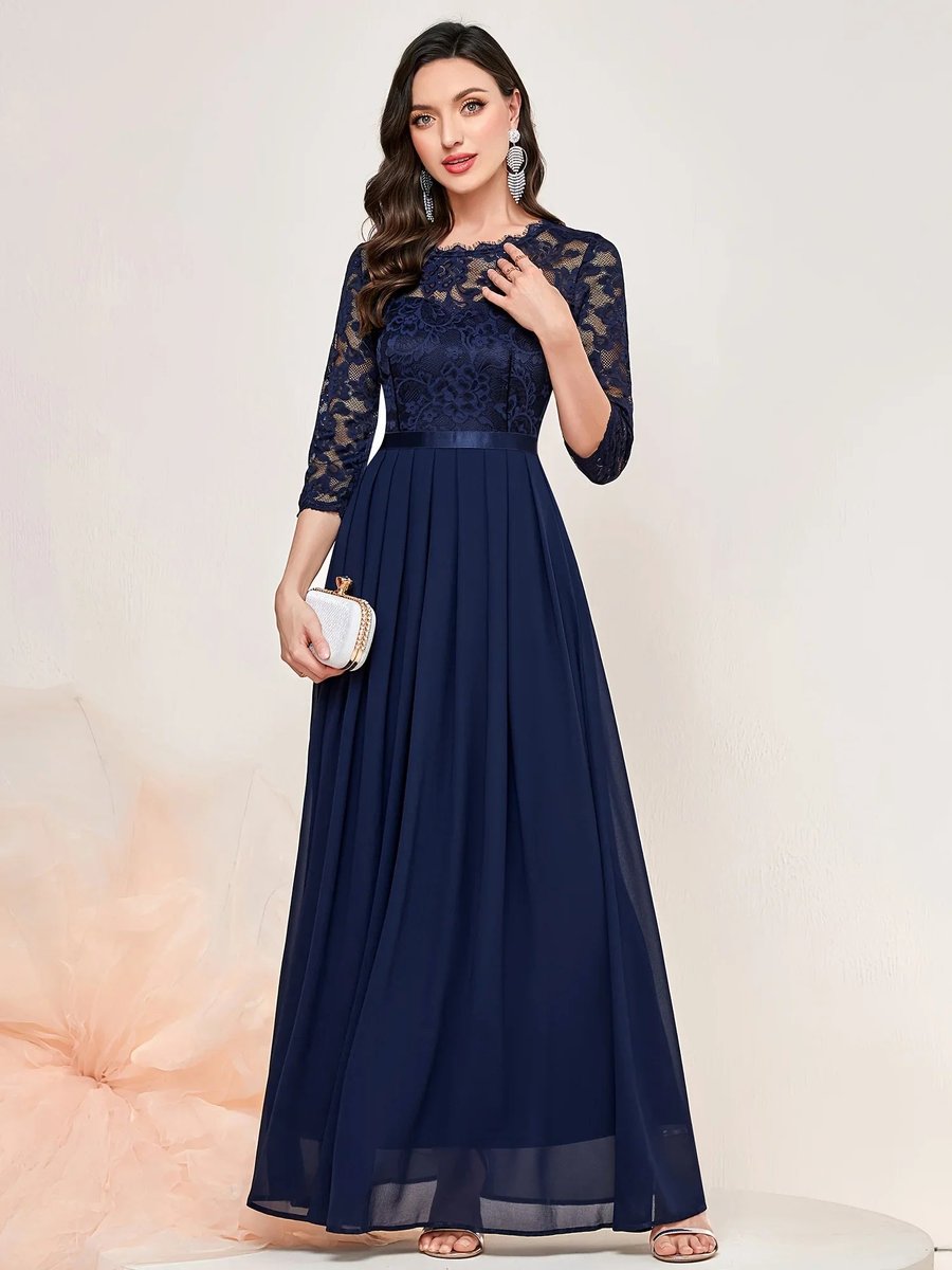 Katharina Lace Chiffon Maxi Evening Dress