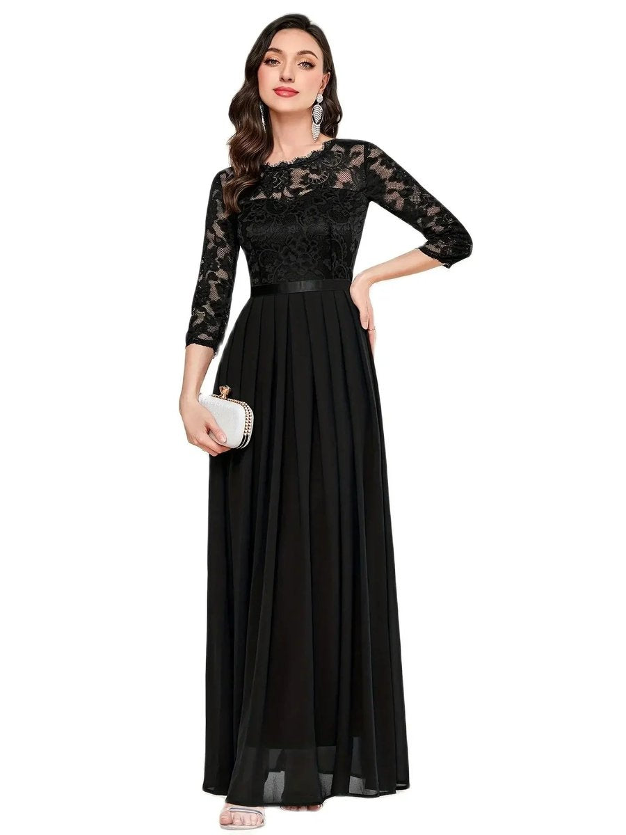 Katharina Lace Chiffon Maxi Evening Dress