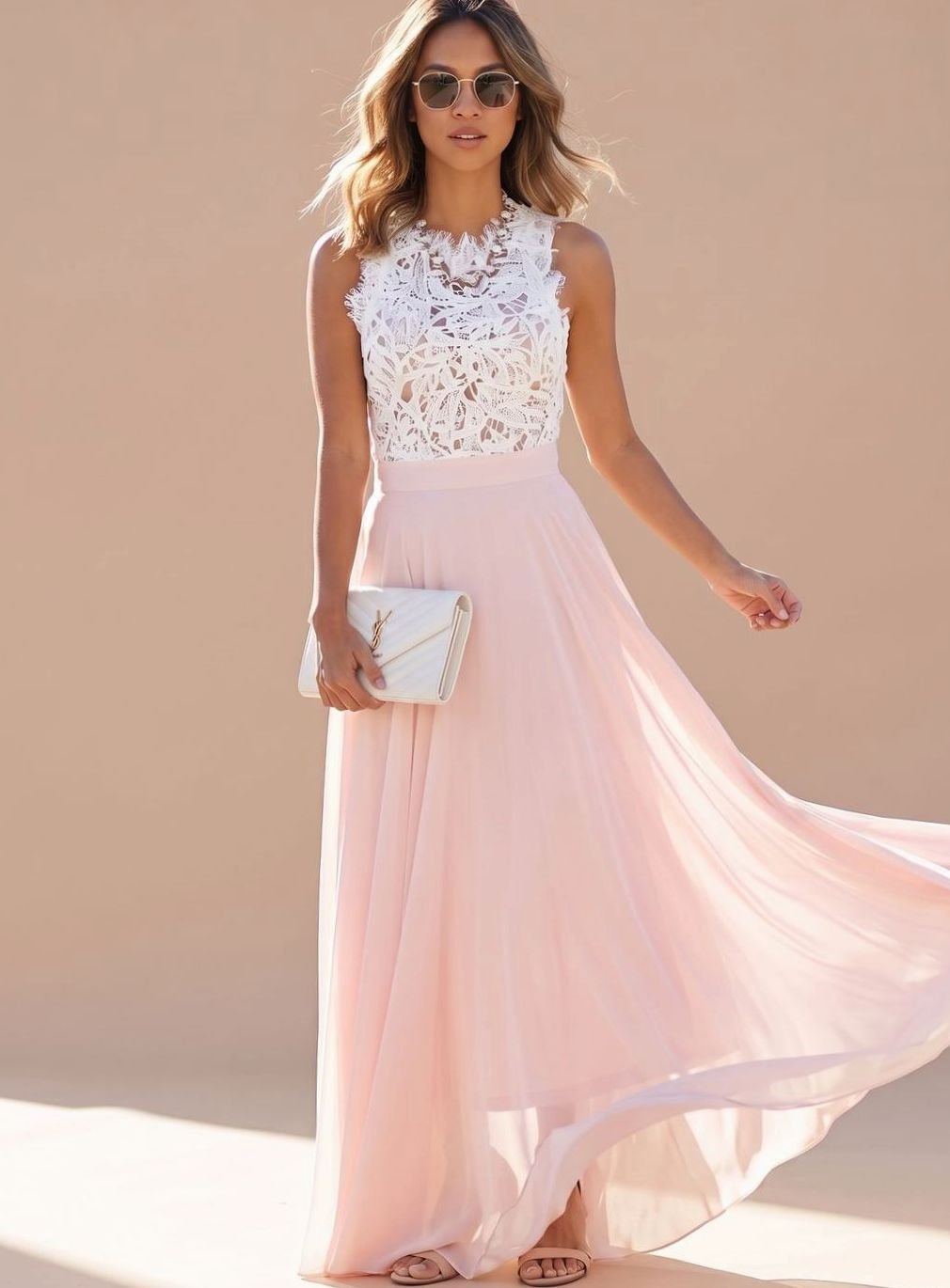 Nora Lace Chiffon Maxi Evening Dress