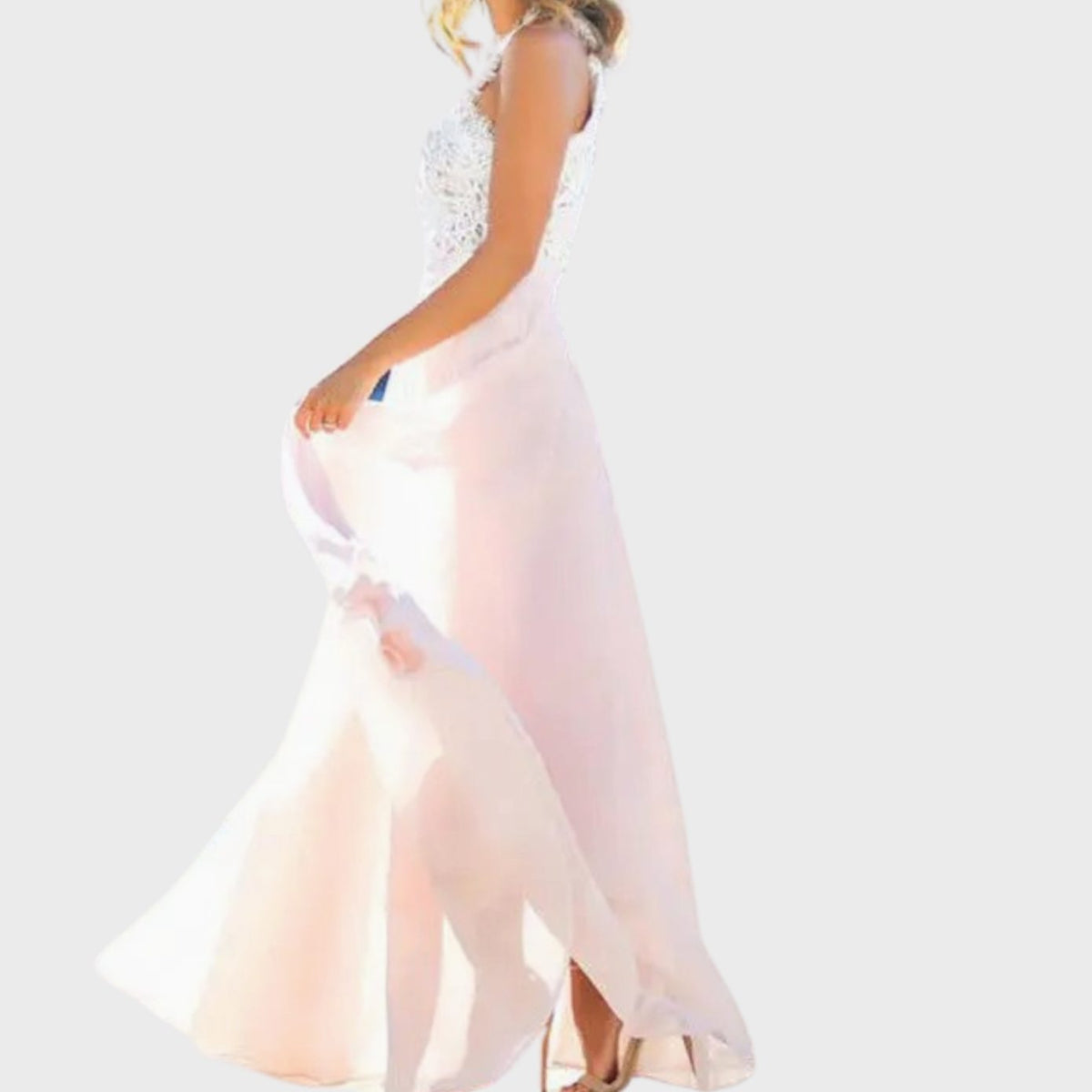 Nora Lace Chiffon Maxi Evening Dress