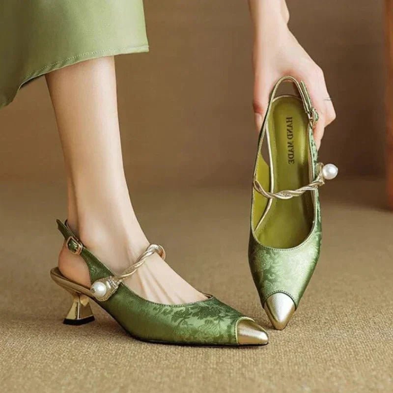 Amelie Jacquard Kitten Heel Slingback Pumps