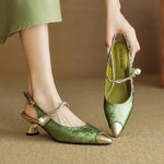 Amelie Jacquard Kitten Heel Slingback Pumps