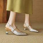 Amelie Jacquard Kitten Heel Slingback Pumps