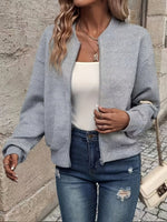 Annika Textured Zip-Up Bomber Jacket