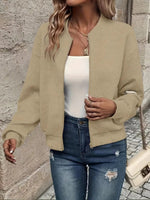 Annika Textured Zip-Up Bomber Jacket