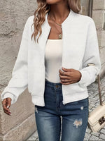 Annika Textured Zip-Up Bomber Jacket