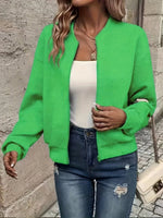 Annika Textured Zip-Up Bomber Jacket