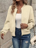 Annika Textured Zip-Up Bomber Jacket