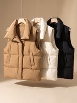 Annika Boxy Shawl-Collar Puffer Vest
