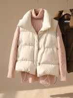 Annika Boxy Shawl-Collar Puffer Vest