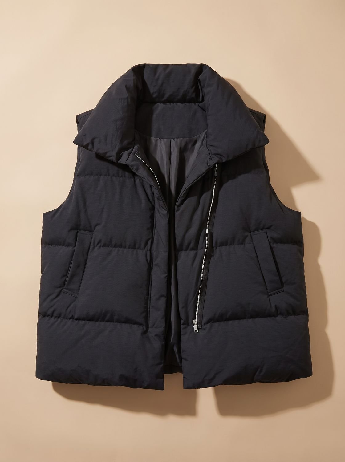 Annika Boxy Shawl-Collar Puffer Vest
