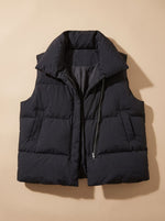 Annika Boxy Shawl-Collar Puffer Vest