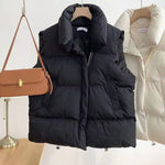 Annika Boxy Shawl-Collar Puffer Vest
