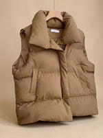 Annika Boxy Shawl-Collar Puffer Vest