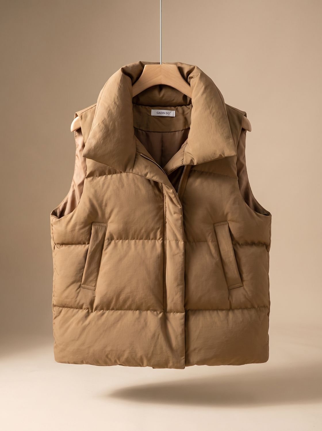Annika Boxy Shawl-Collar Puffer Vest