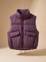Sophie Quilted Stand-Collar Drawstring Vest