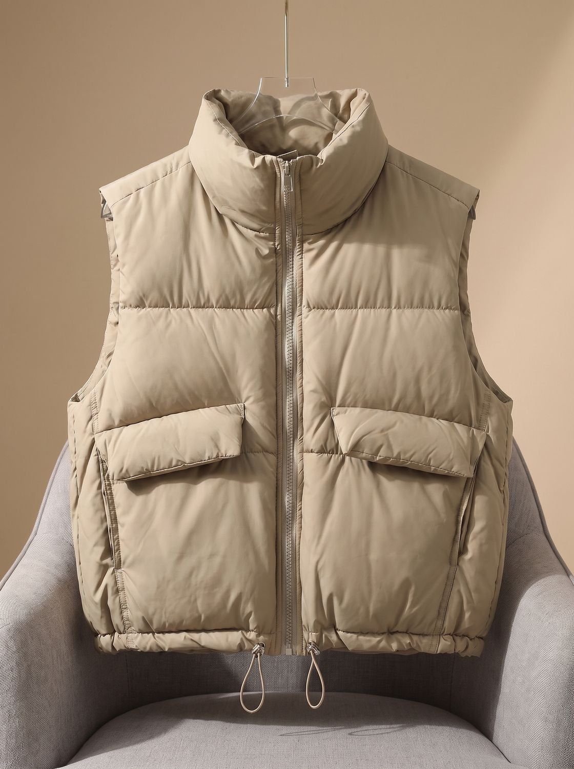 Sophie Quilted Stand-Collar Drawstring Vest
