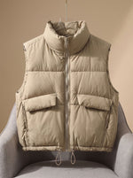 Sophie Quilted Stand-Collar Drawstring Vest