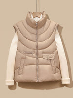 Greta Quilted Stand-Collar Utility Vest