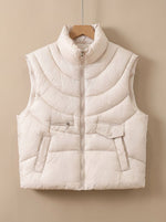 Greta Quilted Stand-Collar Utility Vest
