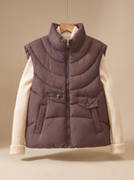 Greta Quilted Stand-Collar Utility Vest