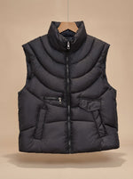 Greta Quilted Stand-Collar Utility Vest