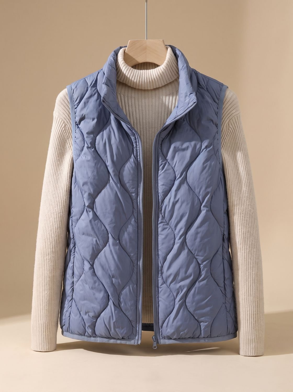 Marlene Quilted Stand-Collar Pocket Vest