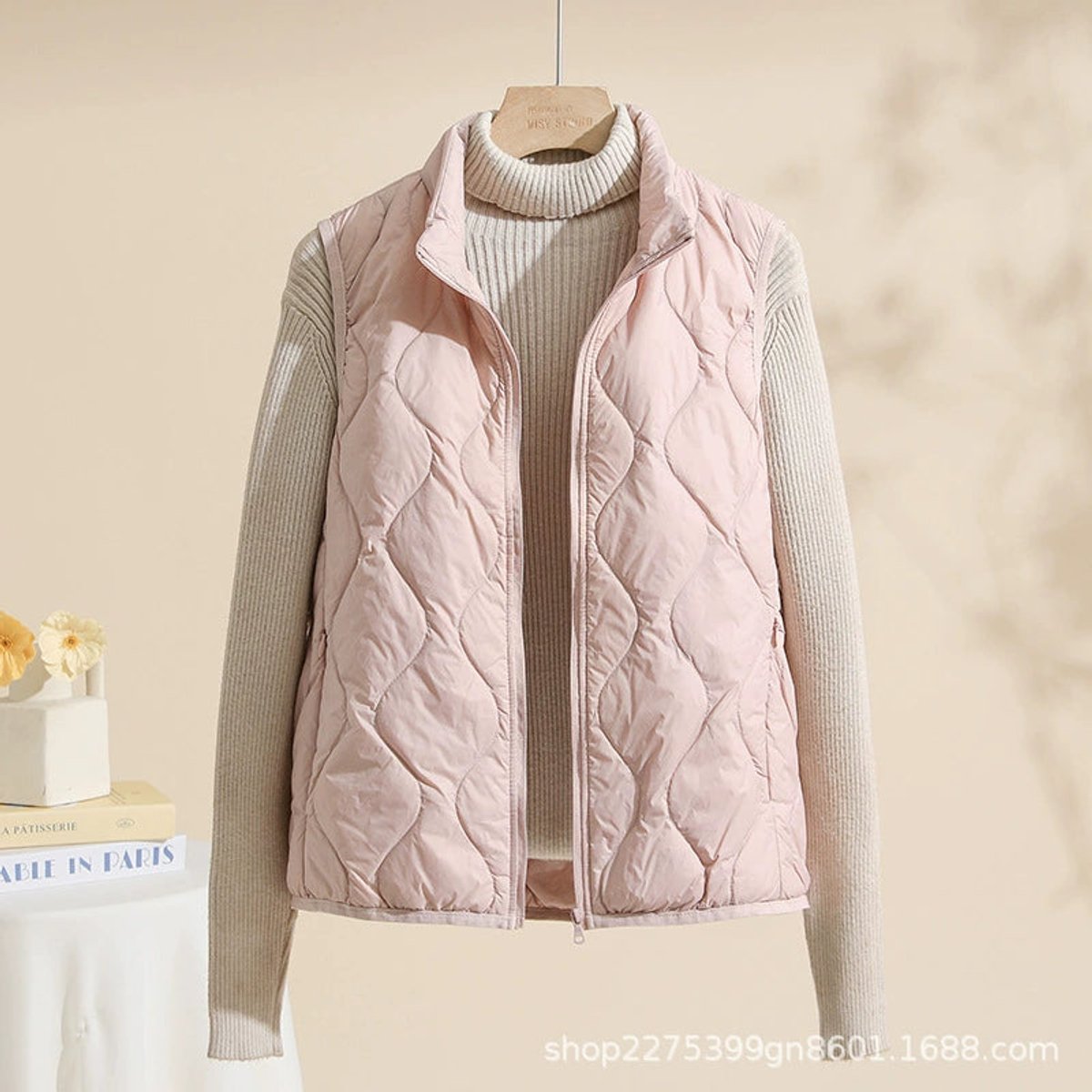 Leonie Quilted Vest with Stand Collar Plus Size
