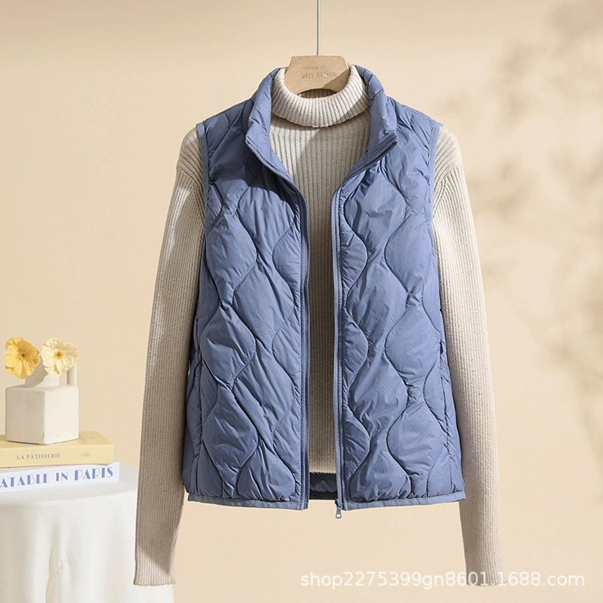 Leonie Quilted Vest with Stand Collar Plus Size